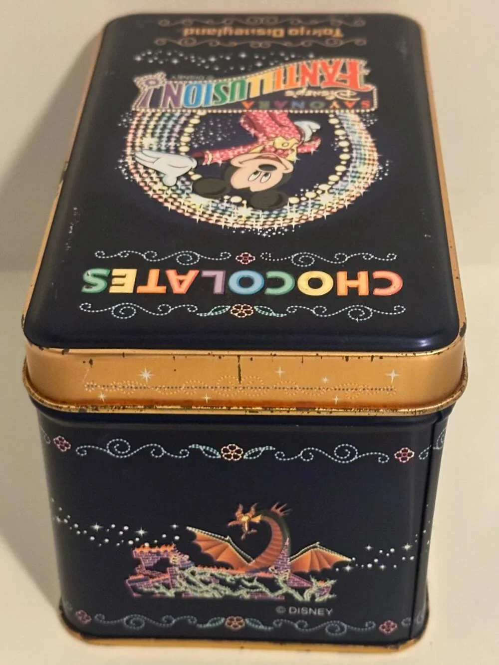 Vintage Tokyo Disneyland Fantillusion Tin Box 2001 Rare Disney Collectible